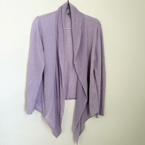 J. Jill Purple Linen Blend Long Sleeves Asymmetric Cardigan Hem Casual Sz L